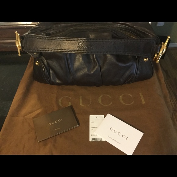 GUCCI Brown Leather Medium Jockey Hobo Bag with gold hardware - Picture 3 of 16